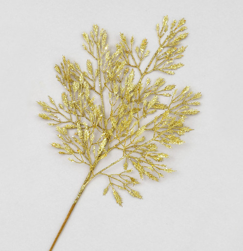Gold Glitter Leaves Spray (66cm)