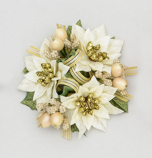 Cream Poinsettia & Berries Candle Ring (2.5cm)