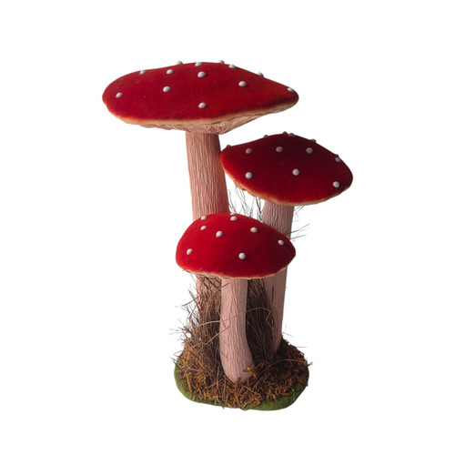 Red & White Toadstool Trio Ornament (27cm H)