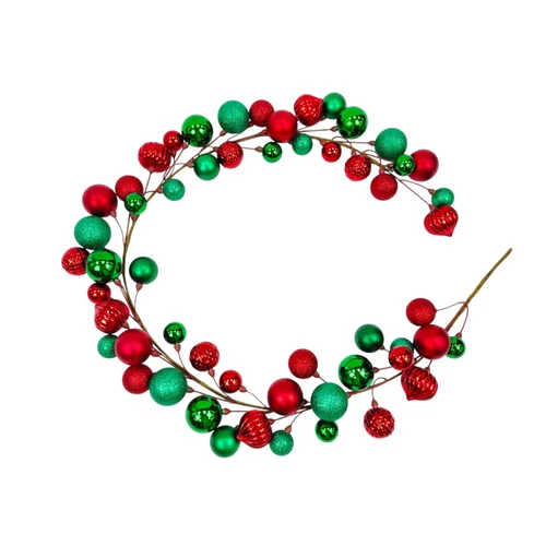 Red & Green Mixed Baubles Garland (165cm)