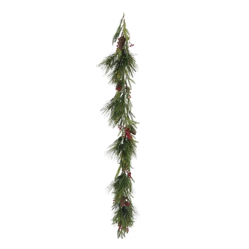 Green Pine Cone & Berry Garland (180cm)