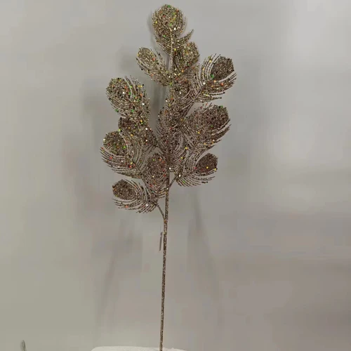 Champagne Glitter Peacock Leaf Pick (66cm)