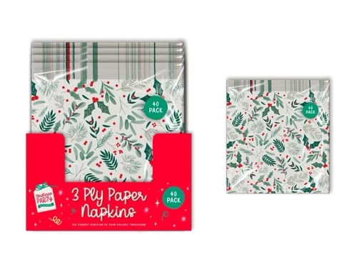 Christmas Printed Napkins (Pack of 40)