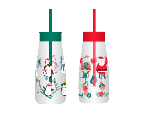 Kids Plastic Milk Jar & Straw (Assorted)