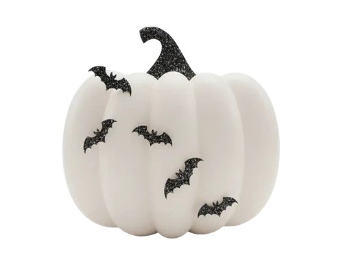 White Halloween 3D Bat Pumpkin
