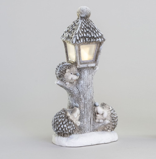 Frosted Lantern Ornament with Hedgehogs (47cm)