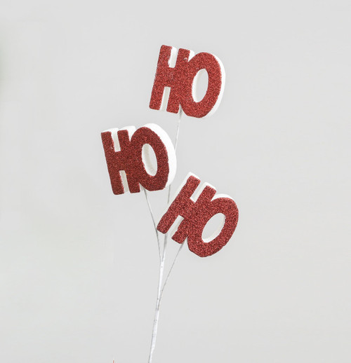 Red & White Glitter Ho Ho Ho Spray Pick (64cm)