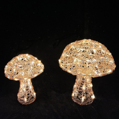 Gold LED Mushrooms (Set of 2) 