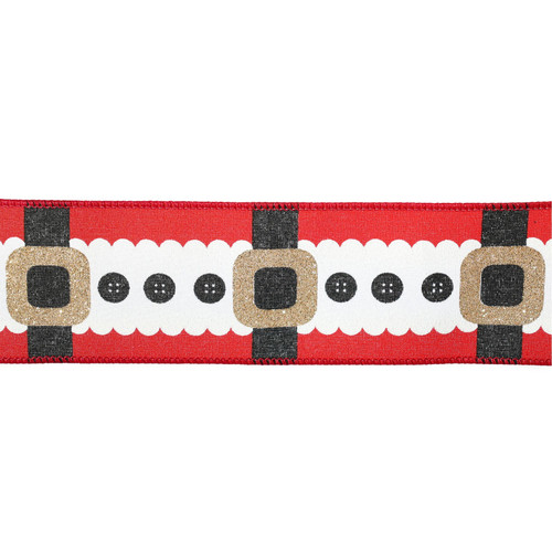 Red Double Wired Santa Belt Ribbon (2.5"x 10yrds)