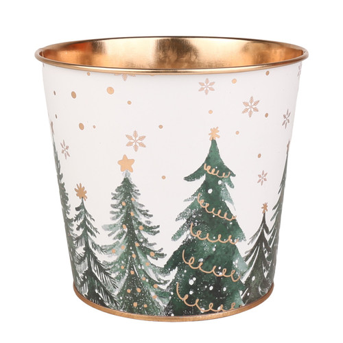 White Christmas Tree Design Metal Planter (16cm)