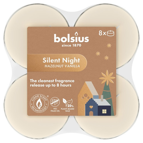 Bolsius True Glow Silent Night Maxi Tea Lights (Pack of 8)