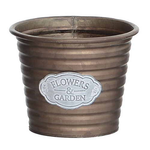 Copper Ribbed Flowers & Plants Metal Pot (16cm)