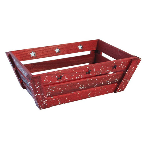 Red Rectangle Wooden Planter