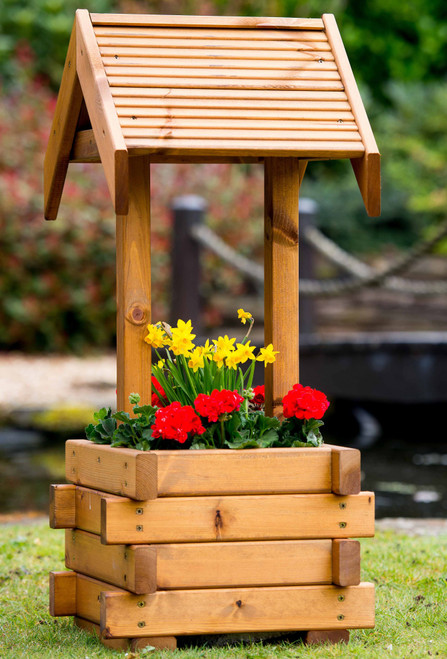 Tom Chambers Wooden Wishing Well Planter - Small - Discontinued