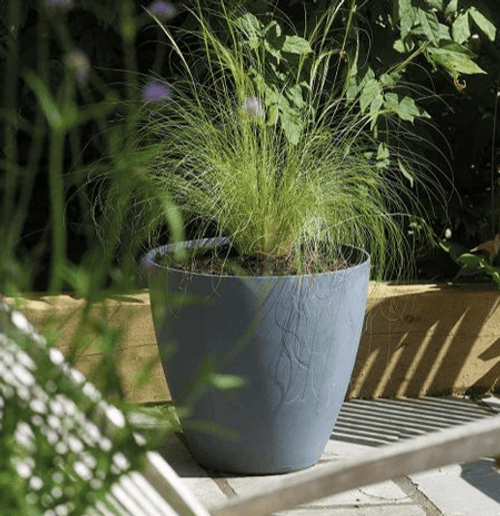 40cm Tall Round Beton Planter - Dark Grey