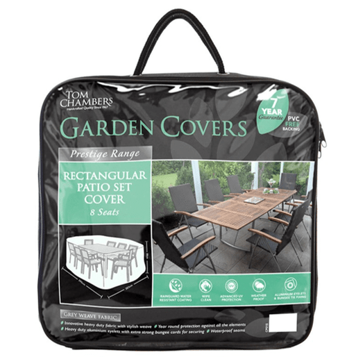 Tom Chambers 8 Seat Rectangular Patio Set Cover- Grey