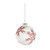 White Glass Bauble with Red Glitter Snowflake (Dia8cm)