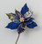 Deep Blue & Metallic Gold Christmas Poinsettia Pick (48cm)