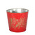 Red & Gold Holly Print Metal Planter (23cm)