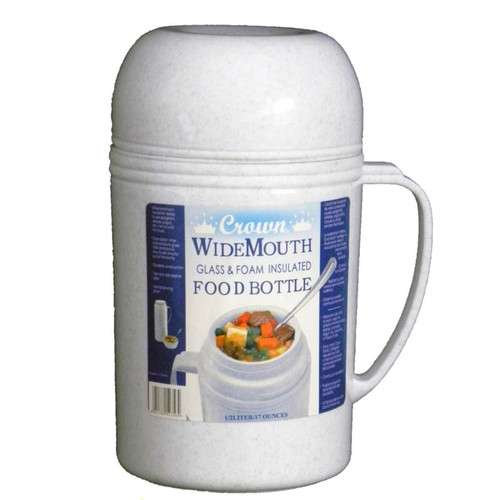 Brentwood 0.5L Wide Mouth Glass Vacuum / Foam Insulated Food Thermos