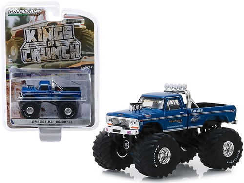 1974 Ford F-250 Monster Truck "Bigfoot #1" with 66-Inch Tires Blue (Clean Version) "Kings of Crunch