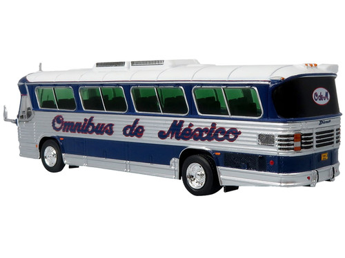 Dina 323-G2 Olimpico Coach Bus "Omnibus de Mexico" White and Silver with Dark Blue Stripes Limited 