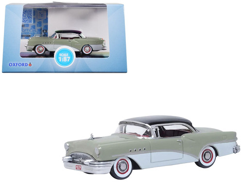 1955 Buick Century Windsor Gray and Dover White with Carlsbad Black Top 1/87 (HO) Scale Diecast Mod