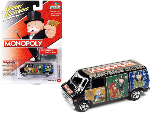 1976 Dodge Van Black "Pennybags Casino - Monopoly" with Dodge Van Monopoly Game Token "Pop Culture"
