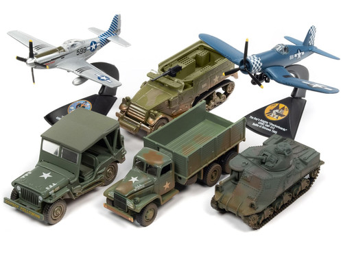 "Pacific Theater Warriors" Military 2022 Set B of 6 pieces Release 1 1/64 -1/144 Diecast Model Cars