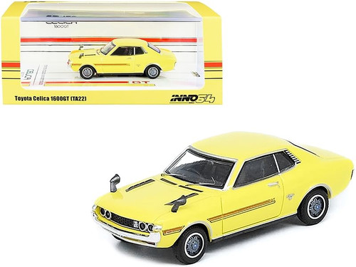 Toyota Celica 1600GT (TA22) RHD (Right Hand Drive) Yellow with Red Stripes 1/64 Diecast Model Car b