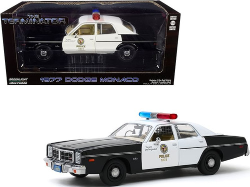 1977 Dodge Monaco "Metropolitan Police" Black and White "The Terminator" (1984) Movie 1/24 Diecast 