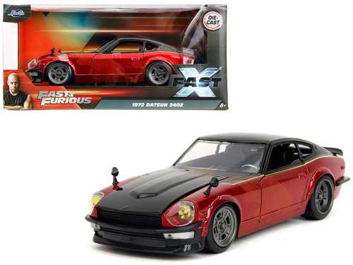 1972 Datsun 240Z Black and Red Metallic with Graphics "Fast X" (2023) Movie "Fast & Furious" Series
