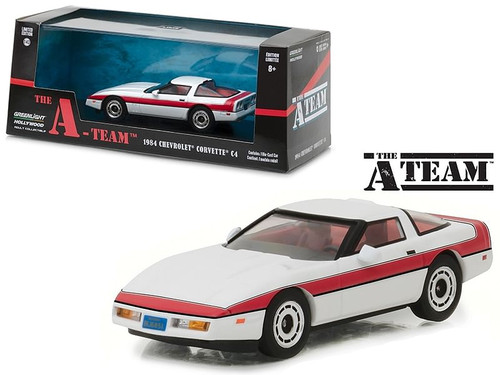 1984 Chevrolet Corvette C4 White with Red Stripe "The A-Team" (1983-1987) TV Series 1/43 Diecast Mo