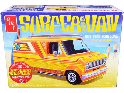 Skill 2 Model Kit 1977 Ford Econoline Surfer Van with Two Surfboards 2-in-1 Kit 1/25 Scale Model by