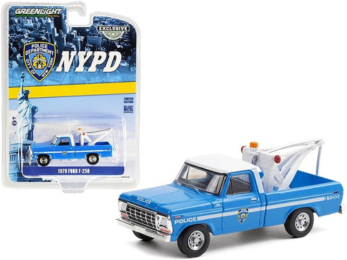 1979 Ford F-250 Tow Truck with Drop-In Tow Hook Blue with White Top "New York City Police Dept." (N