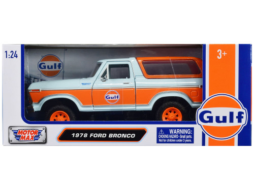 1978 Ford Bronco Light Blue and Orange "Gulf Oil" "Gulf Die-Cast Collection" 1/24 Diecast Model Car
