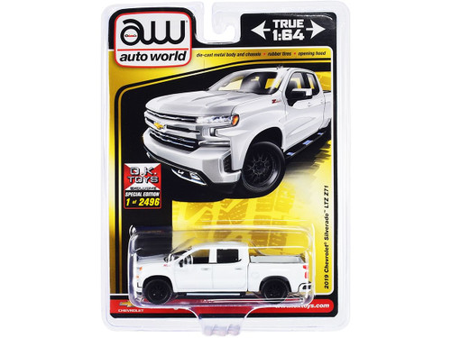 2019 Chevrolet Silverado LTZ Z71 Pickup Truck White Limited Edition to 2496 pieces Worldwide 1/64 D