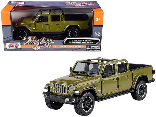 2021 Jeep Gladiator Overland (Open Top) Pickup Truck Matt Green 1/24-1/27 Diecast Model Car by Moto