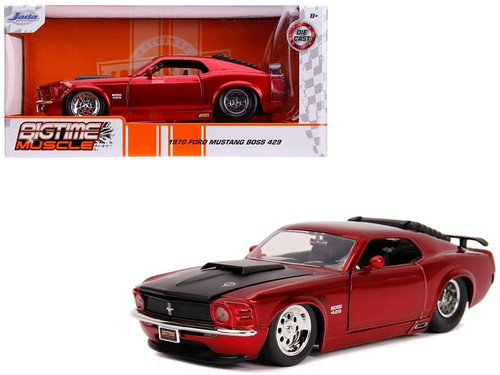 1970 Ford Mustang Boss 429 Candy Red with Black Hood "Bigtime Muscle" Series 1/24 Diecast Model Car