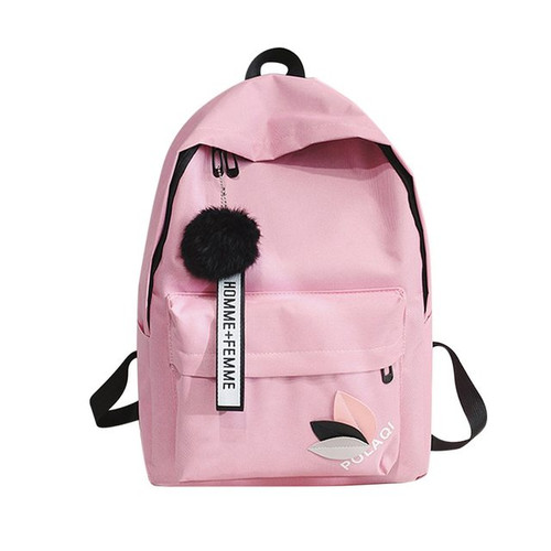 Color: Pink - High Quality Women's Canvas Backpack School Bag For Girls