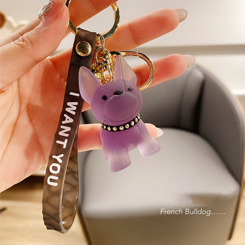 Color: Black purple - Crystal Fadou puppy transparent schoolbag pendant