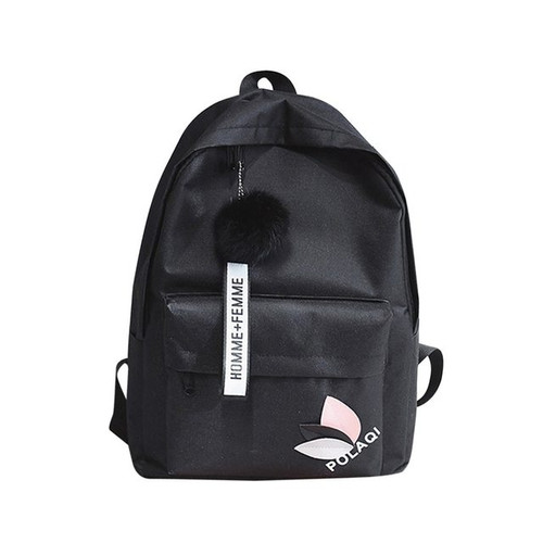 Color: Black - High Quality Women's Canvas Backpack School Bag For Girls