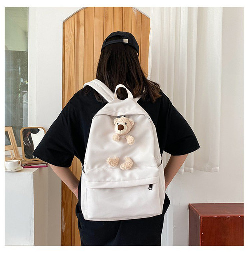 Color: White trumpet - Japanese Students  Cartoon Bear Schoolbag In Harajuku