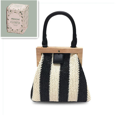 Color: Black White with a jasmine sac - School bag student style wild fashion handbag silk scarf sh
