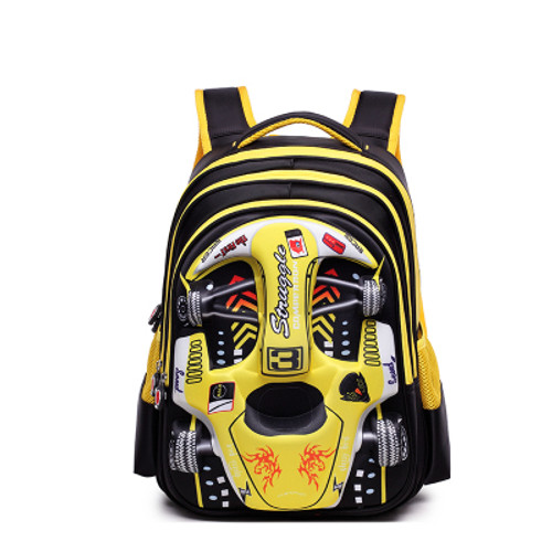Color: Yellow, Size: Large - Cross-Border Children'S School Bag 3D Racing Elementary School Student