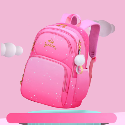 Color: Pink rose, Size: S - Gradient Color Primary School Student Schoolbag Female