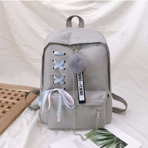 Color: Grey, Bag style: Single pack - Strap High-capacity High School Student Backpack