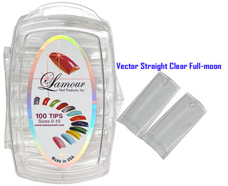 Lamour Vector Straight Clear Full-moon Tips - 100 ct