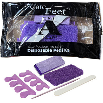 Disposable Purple 5 Piece Pedicure Kit (Nail File, Buffer, Pumice, Wood Stick & Toe Separator)