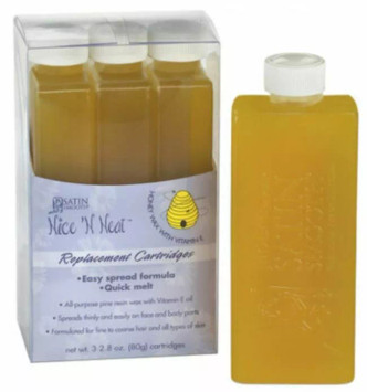 Satin Smooth Nice 'N Neat Natural Wax Medium Replacement Cartridges - 3pk